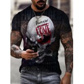 Casual 3D printed skull round neck T-shirt HF0905-02-04