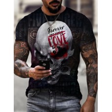 Casual 3D printed skull round neck T-shirt HF0905-02-04